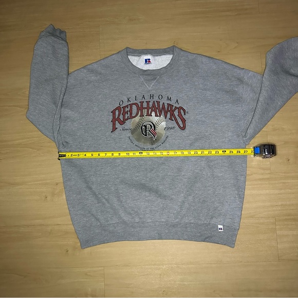 Vintage 90s Oklahoma RedHawks Sweatshirt Men's 2XL Graphic Crew Neck Gray - Picture 5 of 7